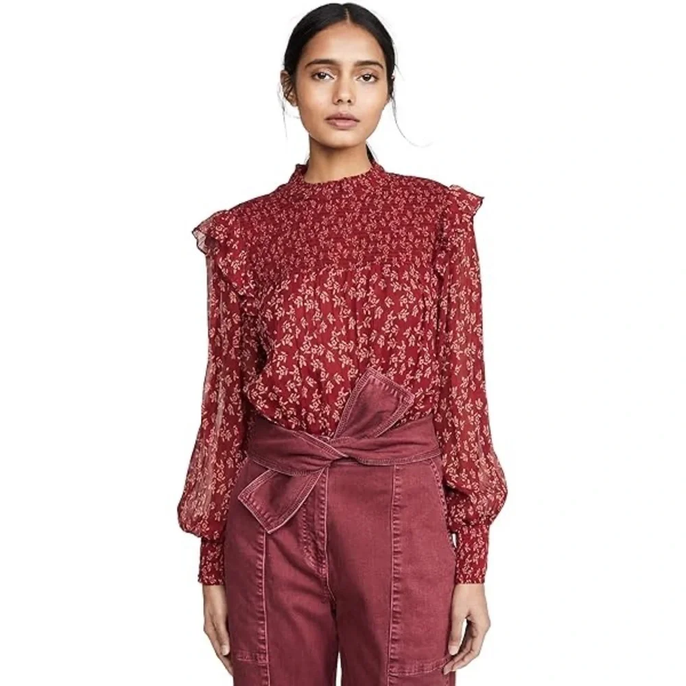 Free People Roma Ruched Top in Red